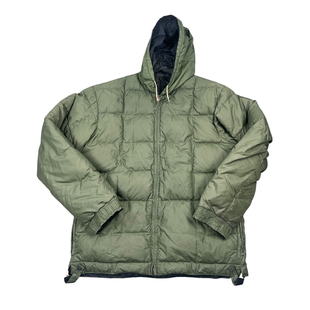 Comfy Seattle Quilt MFG Co 50s Hooded Puffer Jacket Large Green Black Reversible